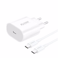 FONENG tīkla lādētājs EU39 PD 20W 1xUSB-C + kabelis USB-C - USB-C balts