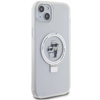 Karl Lagerfeld KLHMP15MHMRSKCH iPhone 15 Plus / 14 Plus 6.7" balts/balts cietais apvalks Gredzena statīvs Karl&Choupette MagSafe