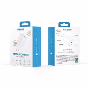 Forever TC-08-45CC GaN PD lādētājs 2x USB-C 45W balts