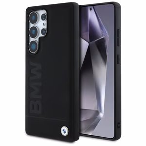 BMW ādas lielā vārda viedtālruņa apvalks Samsung Galaxy S25 Ultra - melns