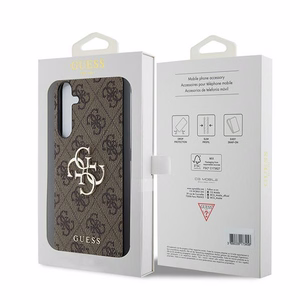 Guess 4G Big Metal Logo viedtālruņa apvalks Samsung Galaxy A35 - brūns
