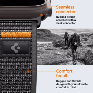 Spigen Athlex Air 2 siksniņa Apple Watch 8 / 9 / 10 / 11 / SE / Ultra (44 / 45 / 46 / 49 mm) melna / oranža