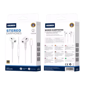 JELLICO vadu austiņas EP3A Lightning ar mikrofonu 1.2M Balts