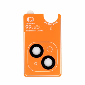 Закалённое стекло Tel Protect Titanium Lens 99% AR на камеру для Iphone 14/14 Plus/16E/17E чёрное (линз 2 шт.)