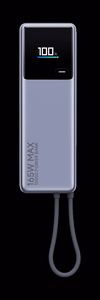 Portatīvais lādētājs Xiaomi 10000 mAh QC PD 165W ar iebūvētu kabeli USB C PB1165MI ar LED dispaly pelēks