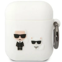Karl Lagerfeld KLACA2SILKCW AirPods 1/2 apvalks balts/balts Silikona Karl & Choupette