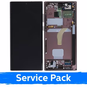 LCD displejs saderīgs ar Samsung S908 S22 Ultra ar rāmi / Burgundy / (Service Pack)
