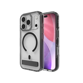 ZAGG Santa Cruz Snap KS Magnētiskais viedtālruņa apvalks ar statīvu iPhone 17 Pro – caurspīdīgs un melns