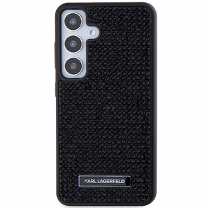 Karl Lagerfeld viedtālruņa apvalks ar metāla logotipu un rhinestone Samsung Galaxy S24 - melns