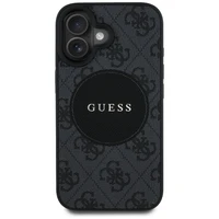 Guess 4G Circle Classic Logo Magnētiskais viedtālruņa apvalks iPhone 16 - melns