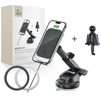 Tech-Protect MM15W-V9 automašīnas turētājs ar MagSafe paneļa un gaisa ventilācijas stiprināšanai 15W - melns