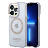 Guess Zelta kontūra Caurspīdīgs Magnētiskais apvalks iPhone 14 Pro Max 6.7" - violeta
