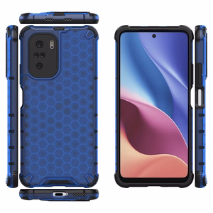 Honeycomb Case armor cover with TPU Bumper for Xiaomi Redmi K40 Pro+ / K40 Pro / K40 / Poco F3 blue