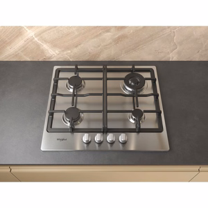 Whirlpool TGML 661 IX R iebūvējama gāzes plīts virsma no nerūsējošā tērauda, 58 cm, 4 zonas