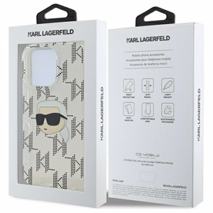 Karl Lagerfeld IML Karl galvas elektroplēts iPhone 16 Pro apvalks - caurspīdīgs