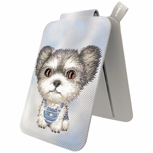 Nimmy New Big-Eye Cute Pets 2.0 Dog MagSafe magnētiskais karšu maciņš tālrunim ar statīvu – pelēks