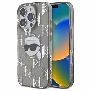 Karl Lagerfeld IML Karl galvas elektroplēts iPhone 16 Pro apvalks - melns