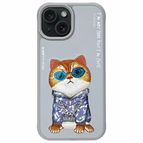Nimmy Glasses Cool Cat iPhone 15 apvalks - pelēks