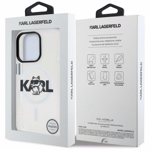 Karl Lagerfeld IML Choupette Sketch Logo MagSafe Case for iPhone 16 Pro - Clear