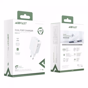 Acefast сетевое зарядное устройство USB Type C / USB 32W, PPS, PD, QC 3.0, AFC, FCP белое (A5 white)