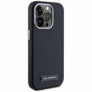 Karl Lagerfeld FW Metal Plate Magnētiskais iPhone 15 Pro Max viedtālruņa apvalks - melns