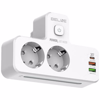 Beline pagarinātājs ar LED apgaismojumu 2xUSB-A/USB-C/2xAC balts