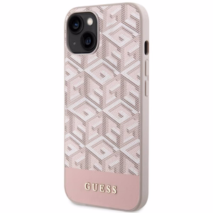 Guess GUHMP14MHGCFSEP iPhone 14 Plus 6.7" rozā/rozā cietais apvalks GCube Stripes MagSafe