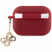 Guess GUAP2LECG4M apvalks AirPods Pro 2 austiņām - violets/rozā Liquid Silicone Mirdzošs Trīsstūra piekariņš