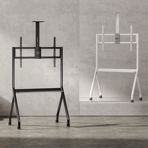 Maclean TV stand / cart, camera shelf, on casters, 55-100", max load 120kg/10kg shelf, max. VESA 900x600, balts, MC-114 W