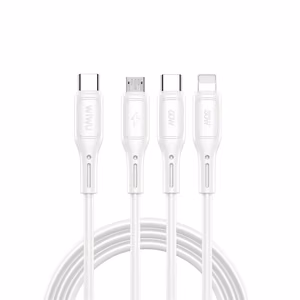 WiWU Starlink Series Data Cable Wi-046E 3-in-1 USB C to USB C, Micro USB, Lightning 60W 1m White