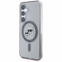 Viedtālruņa apvalks Karl Lagerfeld Button Karl & Choupette Heads Izdrukāts logotips MagSafe Samsung Galaxy S25 Plus - melns