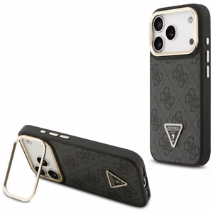 Guess 4G PU Triangle Logo & Stand Camera Magsafe чехол iPhone 17 Pro - черный