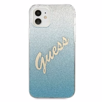 Guess GUHCP12SPCUGLSBL iPhone 12 mini 5.4" zils/zils cietais apvalks Glitter Gradient Script