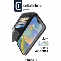 Cellularline Book Agenda - iPhone 14 maciņš with MICROBAN coating (melns)