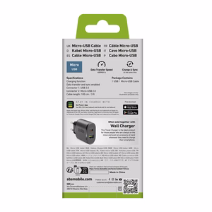 SBS LTHL200 USB-A - Micro-USB kabelis 1 m - melns