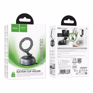 Car holder magnetic Hoco with adjustable suction cum H92 black metal gray