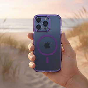 Ar MagSafe saderīgs Frame Clear Hybrid Mag Cover maciņš iPhone 17, violets