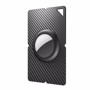 Airtag Carbon Fiber Pattern Wallet Card Case - Black