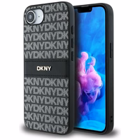DKNY atkārtota tekstūras raksta ar tonālām svītrām apvalks iPhone 16e - melns