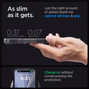 Spigen Ultra Hybrid Mag apvalks viedtālrunim iPhone 15 Pro ar MagSafe - tumši pelēks (Zero One Pattern)