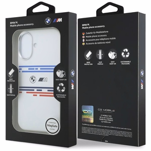 BMW M Silicon Horizontal Line MagSafe macins priekš iPhone 17 - Balts