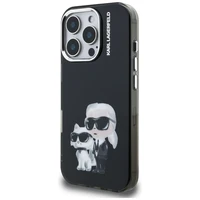 Karl Lagerfeld IML Aquarelle Karl & Choupette & Logo macins iPhone 16 Pro Max - melns