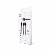 Setty 3in1 kabelis USB - Lightning + USB-C + microUSB 1,0 m 2A KN3W1-01 melns