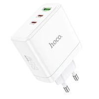 Lādētājs Hoco 2 x USB-C + USB-A GaN QC PD 65W N30 balts