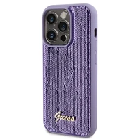 Guess Sequin Script Metal viedtālruņa apvalks iPhone 15 Pro Max - violets