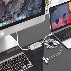 Orico PTAV adapteris USB-C–VGA un 3,5 mm, Full HD, 0,15 m – sudraba krāsas
