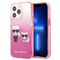 Karl Lagerfeld Gradient Ikonik Karl&Choupette viedtālruņa apvalks iPhone 13 Pro / iPhone 13 – rozā