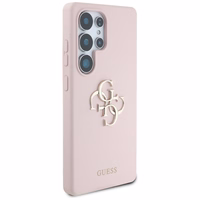 Viedtālruņa apvalks Samsung Galaxy S25 Ultra – rozā, Guess silikona lielais 4G logotipa apakšējais uzraksts