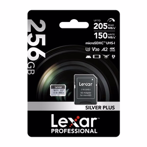 Lexar High-Performance Silver Plus microSDXC atmiņas karte 256 GB + adapteris