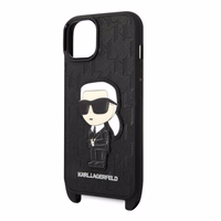 Karl Lagerfeld KLHCP14MSTKMK iPhone 14 Plus 6.7" melns/melns cietais apvalks Monogramma Ikonik Plāksteris
